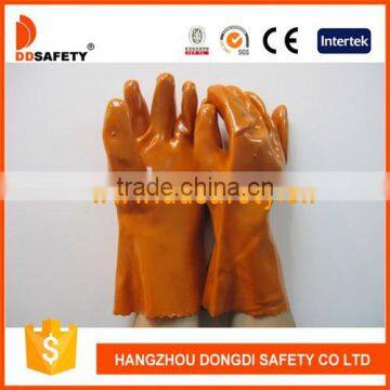 DDSAFETY PVC Gloves Orange PVC Fully Smooth Dipped 100%Cotton Liner Gloves