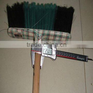 Household broom with handle--green and blue pvc coat handle