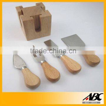 Hot Sale 4pcs Wood Handle Cheese Knife With Block