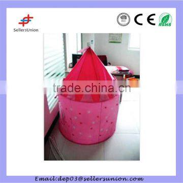 Castle design pink color round shape kid play tent