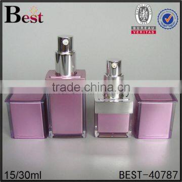 Unique Design Empty Fancy Square Purple Color Cosmetic Acrylic Cream Lotion Bottle 15ml 30ml 50ml Serum Pump Bottle photo-2