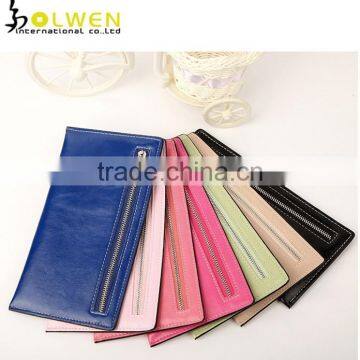 Simple One Pocket Leather Zipper Wallet Bag