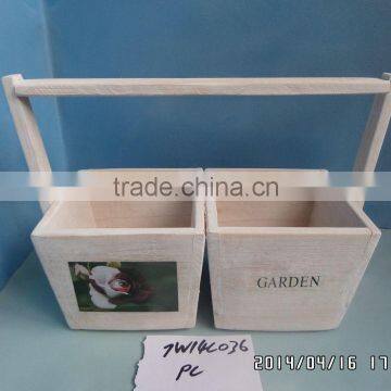 Wooden Flower Pot Planters With Handle for Garden Home Decoration