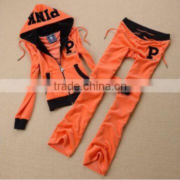 2016 Winter Autumn Women Sweatshirts Sportwear Casual Sports Two Pieces Velvet Suit Pants Set photo-2