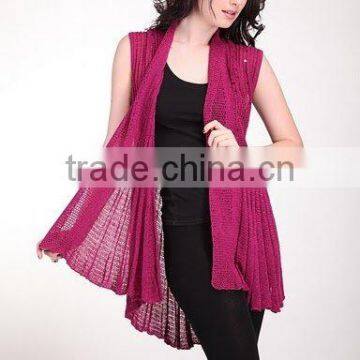 Hot Selling Lady cardigan top knitted top Sleeveless design