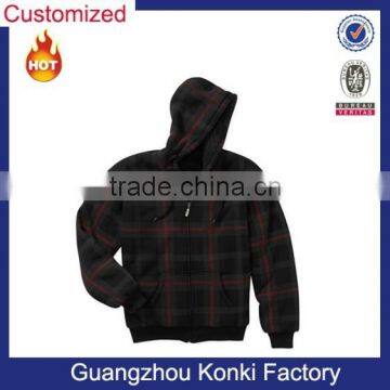 Men's Printed Plaid Fleece Jacket With Sherpa Lining