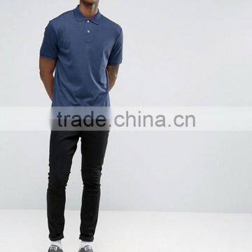 Custom Short Sleeve Button Placket Uneven Vented Hem Navy Men's 100% Cotton Jersey 200gsm Casual Comfort Fit Player Polo Tshirt photo-4
