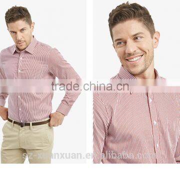 SZXX Tops Wholesale Red Stripe Mens Long Sleeve Casual Shirts photo-2