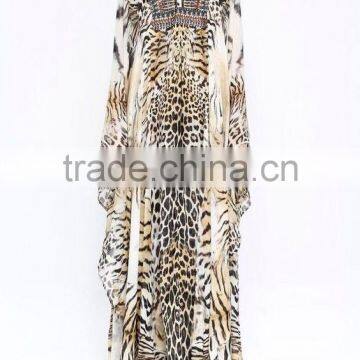 Indian Girls Kaftan Sexy Wear Poncho Fashionable Caftan Dress Poly Silk Girls Long Kaftan photo-2