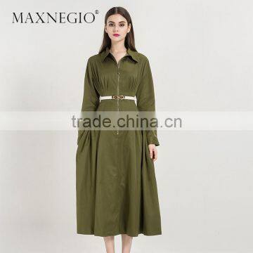 European Design Elegant Autumn Dress Women Casual Long Sleeve Dress Brand Fashion Pleated Ladies Dreses photo-3