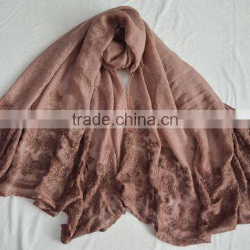 Fashion Lady Stitching Floral Popular Pashmina Shawl Plain Viscose Scarf photo-3