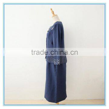 Linen Long Sleeve Royal Formal Women Skirt Suit With Organza Fabric photo-2