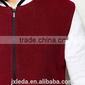 Knitted Burgundy Baseball Jacket, Stylish 3XL Coat Men photo-4