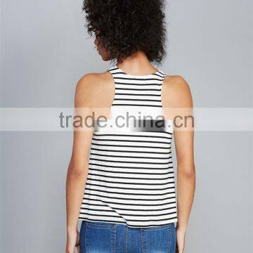 Simple Design Striped Singlet Loose Tank Tops Wholesale Women photo-3