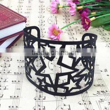 Personality High Quality Iron Stars Hollow Black Bangle Jewelry Manufacture photo-2
