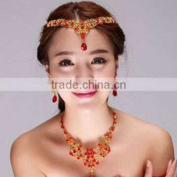 High quality red crystal jewelry set Sexy bridal jewelry set for weeding party