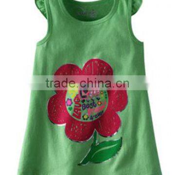 fashion girls sleeveless cartoon t shirts kids flower tops