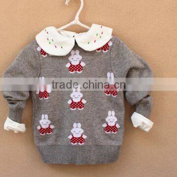 Sale Custom Sweet Rabbit Embroidered Kids Knitted Jumpers