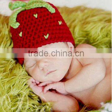 Lovely Wool Hat Crochet Baby Strawberry Hat photo-3