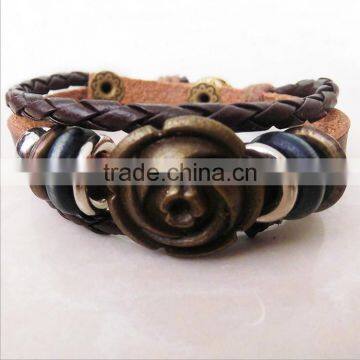 Fashion PU Leather Bracelets For Unisex Braided Fine Jewelry Cross Bangle