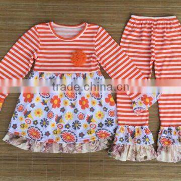 2016 Summer Girls Clothes Green Stripe Kids Top Suits T Shirt + Capri Pants 2 PCS Boutique Short Baby Girls Clothing Sets photo-4