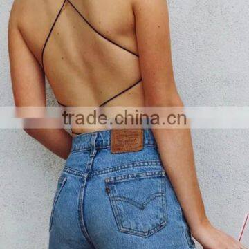 Runwaylover 5050 Ladies Sexy Ladies Crocss Bandage Back Bodysuit photo-2