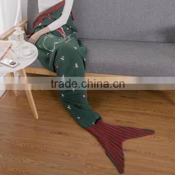 Wholesale High Quality Christmas Green Knitted Mermaid Tail Blanket for Children photo-6