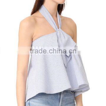 2017 OEM Charming Finish Relaxed Halter Top Neckerchief Tie Blouse photo-3