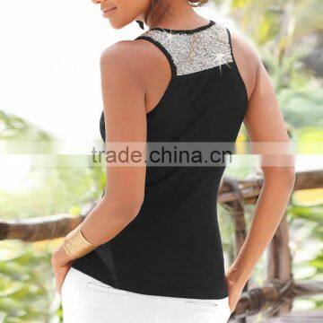 Polyester Crop Top Tank Top2016 New Arrive Women Different Size for Choice & Short Front Long Back Printed photo-2