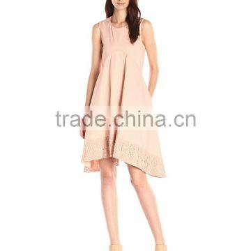 Women's Kerchief Hem Swing Blue,Beige,Off-white Dress photo-5