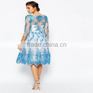 Arrival Female Dress for Party Embellished Lace With Embroidered Trim 3/4 Sleeve Organza Prom Dress for OEM photo-3