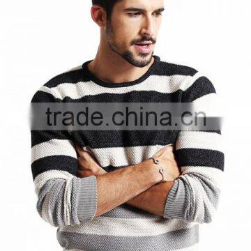 2017 Supple Simple Design Round Collar Stripe Sweater Men Pullover With Low Prices photo-2