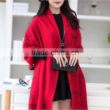 Classic Jacquard Cashmere Hollow Out Design Acrylic Long Lady Scarf photo-2