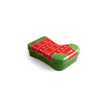 christmas sock tin box for candies