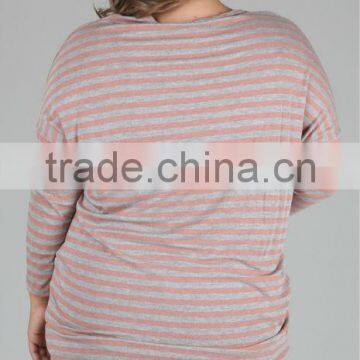 Pink Grey Striped Plus Size Maternity Top XYT2840 photo-4