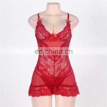 Fashionable Red Short Satin Mature Sexy Nightgown photo-4