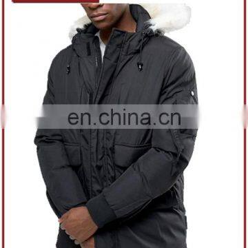 Winter Faux Fur Hoodie Jacket Men Heavyweight Woven Fabric