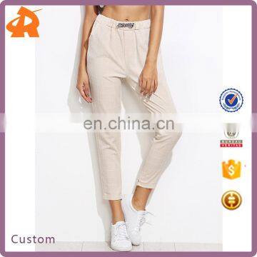 Wholesale Fashion Print Drawstring Mid Waist Loose Pants For Woman