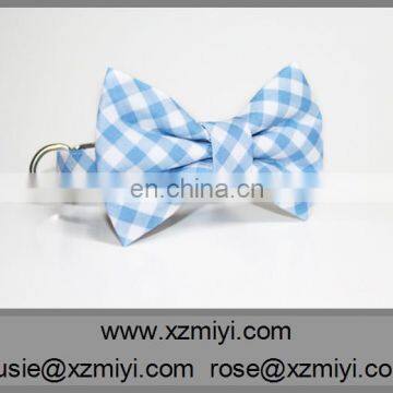 New Arrival Wholesale Blue Plaid Pet Dog Flashing Collar With Bow