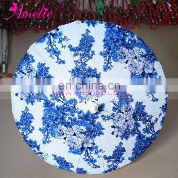 Intangible cultural Heritage Chinese Style Cotton Fabric Floral Painted Craft Umbrella