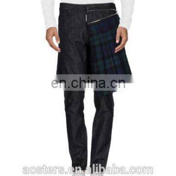 Custom slim fit Man denim jean stretch tight skinny half skirt with jeans men top fashion
