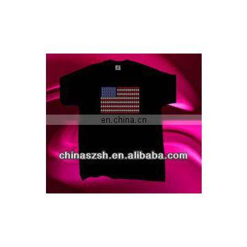 USA Flag Design Cool Flashing EL Sound Activated T-shirt