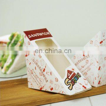 Custom paper sandwich packaging boxes with window takeaway food pack boxes