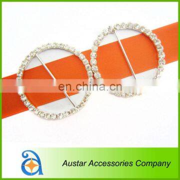 Round Diamond Rhinestone Buckle With Pin,Crystal Invitation Ribbon Slider Wedding Chair Sash