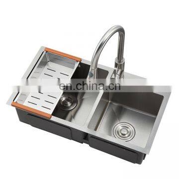 7541 Sanitary ware wash basin double bowl stainless steel handmade kitchen undermount sink