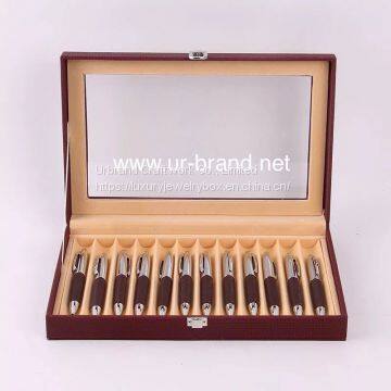 High Quality 12 Slots Leather Pen Box Fountain PenDisplay Box Wholesale,wooden Pen Box With Custom Logo photo-3