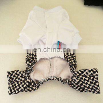 Pet Clothing Suspender Brushed Houndstooth Plaid Trousers Set Lion Printing For Pets photo-7