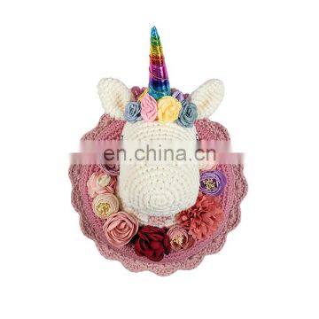 Yarncrafts Радуга Единорог Ручная вязаная домашняя отделка тканая настенная подвеска