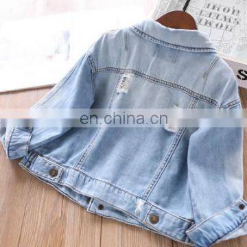 2020 Spring Girls' Jacket Denim Hole Kids Coats Childrenswear Wholesale photo-3