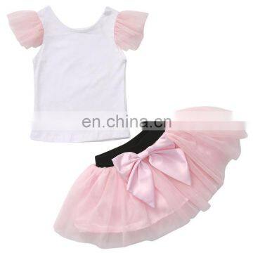 Women girls clothes  family outfits ruffles patchwork tops t-shirt bowknot tulle tutu skirt mother daughter matching dress